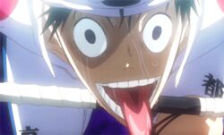  1boy akira_midousuji animated animated bicycle_helmet black_eyes black_hair crazy creepy helmet male male_focus midousuji_akira solo tongue yowamushi_pedal 