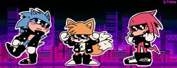  2018 2_tails 2d_animation animated anthro biped black_clothing black_nose blue_body blue_fur blue_tail blush building canid canine chest_tuft chibi city cityscape clothing dancing digital_drawing_(artwork) digital_media_(artwork) dipstick_tail echidna eulipotyphlan eyewear footwear fox front_view frown full-length_portrait fur gesture gloves group hand_gesture handwear head_tuft hedgehog jacket knuckles_the_echidna leather leather_clothing leather_jacket leather_topwear loop male mammal markings monotreme mostly_nude motion_tweening multi_tail multicolored_body multicolored_fur multicolored_tail on_one_leg orange_body orange_fur orange_tail outline pointing portrait red_body red_fur red_tail sega shoes short_playtime sonic_the_hedgehog sonic_the_hedgehog_(series) spikes standing sunglasses synthwave tail tail_markings tails tan_body tan_skin toony topwear tuft two_tone_body two_tone_fur two_tone_tail white_body white_fur white_tail z-t00n 