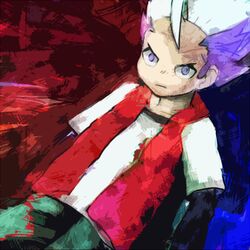  1boy bad_id bad_pixiv_id dekki dutch_angle garu_(inazuma_eleven) inazuma_eleven_(series) inazuma_eleven_go inazuma_eleven_go_chrono_stone lowres male_focus multicolored_hair nekonosu solo two-tone_hair 