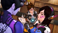  3d 3girls d.va demolljok female honey_select overwatch studio_neo tracer widowmaker 