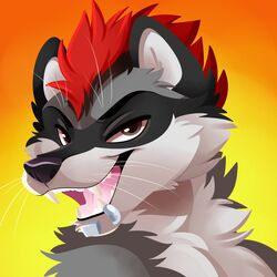  1:1 anthro bust_portrait cheering enjoyment feve grin happy icon male mammal max_raccoonism portrait procyonid raccoon smile solo 