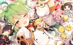  akashi_(azur_lane) animal_ears anthro azur_lane belfast_(azur_lane) black_hair blonde_hair blush bunny_ears candy cat_smile catgirl chibi gloves green_eyes green_hair group hat japanese_clothes kimono kisaragi_(azur_lane) long_hair maid manjuu_(azur_lane) mutsu_(azur_lane) orange_eyes pink_eyes pink_hair prototype_bulin_mkii_(azur_lane) ribbons school_uniform shinoba shiranui_(azur_lane) short_hair sleeping stockings tail twintails universal_bullin uzuki_(azur_lane) waifu2x white_hair 