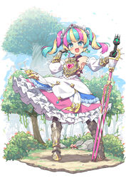  :3 :d armor armored_boots blonde_hair blue_eyes blue_hair boots breastplate breasts brown_pantyhose chinese_commentary commentary_request day detached_sleeves dress earrings female frilled_dress frills full_body gauntlets hands_up hatsunatsu heart jewelry long_sleeves mesugaki multicolored_hair pantyhose pink_hair planted planted_sword princess_(sekaiju) princess_5_(sekaiju) puffy_long_sleeves puffy_sleeves sekaiju_no_meikyuu sekaiju_no_meikyuu_3 sekaiju_no_meikyuu_hd sideboob small_breasts smile solo standing sword tiara tree twintails two-tone_hair weapon white_background white_dress white_sleeves 