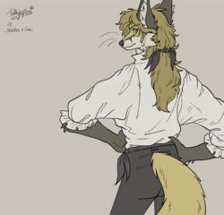  alternative_fashion animated anthro ass blonde_hair blue_eyes canid canine countershading edgar_vladilisitsa fancy_clothing fox frilly hair historical j-fashion loop male mammal ouji_(fashion) poet_shirt short_playtime solo tail tail_motion tatujapa victorian 