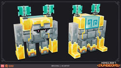  16:9 3d_(artwork) ambiguous_gender artist_name ben_exell big_nose black_sclera company digital_media_(artwork) elemental_creature elemental_humanoid gold_(metal) gold_body golem_(minecraft) grey_background grey_body hi_res humanoid jewish_mythology logo metallic_body microsoft minecraft minecraft_dungeons mineral_fauna mineral_humanoid model_sheet mojang multicolored_body mythological_creature mythological_golem mythology pink_eyes rear_view rock rock_creature rock_humanoid simple_background solo squall_golem two_tone_body widescreen xbox_game_studios yellow_body 