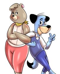  alpha_channel anthro bear canid canine canis cindy_bear clothing domestic_dog duo hanna-barbera huckleberry_hound mammal scarf simple_background the_huckleberry_hound_show transparent_background yogi_bear 