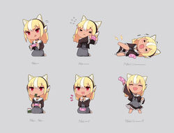  &gt;_&lt; :d :q ^_^ absurdres animal_ear_fluff animal_ears black_choker blonde_hair cait_aron chibi choker closed_eyes commentary controller cramp dark-skinned_female dark_skin expressions female flying_sweatdrops frilled_sleeves frills game_controller grey_background headphones highres holding holding_controller hololive jar long_hair long_sleeves mouth_hold multicolored_hair multiple_views open_mouth paresthesia red_eyes seaweed seiza shiranui_flare shiranui_flare_(street) sidelocks simple_background sitting smile standing streaked_hair tongue tongue_out two-tone_hair victory_pose virtual_youtuber white_hair wide_sleeves 