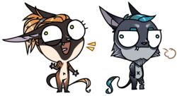  2023 acrador akilah_(rusty)_nahas alpha_channel annoyed anthro bat beard blue_eyes blue_hair brown_body brown_fur canid canine canis chibi derp_eyes digital_media_(artwork) duo ear_piercing ear_ring facial_hair fangs female fur ghorah_(hexo)_khar green_eyes grey_body grey_fur grumpy hair jackal long_hair long_tail male mammal navel nude orange_hair piercing prosthetic prosthetic_limb ring_piercing saoirsedeer tail tail_tuft talking_to_another teeth tongue tuft 