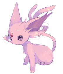  bad_id bad_pixiv_id commentary_request espeon forehead_jewel forked_tail full_body hideko_(l33l3b) no_humans pink_fur pokemon pokemon_(creature) simple_background solo tail transparent_background 