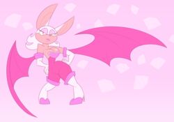  anthro bat bat_wings boots breasts cleavage clothed clothing female footwear looking_at_viewer mammal membrane_(anatomy) membranous_wings narrowed_eyes rouge_the_bat rusheloc sega simple_background sonic_the_hedgehog_(series) wings 