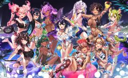  6+girls :3 absurdres alcohol amai_umimaru amonti_ado_(vtuber) animal_ears animal_print ashton_marten_(vtuber) ass bare_shoulders bell bikini black_bikini black_hair blue_bow blue_eyes blue_hair blue_one-piece_swimsuit blunt_bangs blush bon_(vtuber) bow breasts bridal_garter brown_hair cat_ears cat_girl cat_tail ceelio_(vtuber) character_request check_character choker clarabelle_(vtuber) cleavage closed_mouth competition_swimsuit cow_ears cow_girl cow_print cow_tail cup dangle_earrings dark-skinned_female dark_skin drinking_glass earrings esper_(vtuber) eyepatch food fox_ears fox_girl fox_tail freckles green_eyes green_hair grey_eyes grey_hair hair_ornament hair_over_one_eye hairbow hairclip hakoneko_(marisa19899200) highres holding holding_cup holding_food holding_popsicle indie_virtual_youtuber innertube jewelry large_breasts long_hair looking_at_viewer mae_hayami medium_breasts mouse_ears mouse_girl mouse_tail multicolored_hair multiple_girls navel nebu_(vtuber) neck_bell nuya_(vtuber) oerba_yun_fang one-piece_swimsuit one_eye_closed open_mouth orange_hair parted_bangs pink_hair ponytail popsicle purple_bikini purple_eyes purple_hair purple_nails red_eyes second-party_source short_hair short_twintails smile souly_(vtuber) swim_ring swimsuit tail thick_eyebrows twintails underboob v virtual_youtuber white_bikini wine wine_glass x_hair_ornament yellow_eyes 