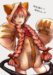  :3 :d alternate_hair_length alternate_hairstyle animal_hands animal_hood blazblue bow braid cat_hood commentary_request cosplay eyebrows female gloves hairbow highres hood hoodie hoshizora_rin long_hair love_live! love_live!_school_idol_project open_mouth orange_hair paw_gloves smile solo sowel_(sk3) taokaka taokaka_(cosplay) twin_braids yellow_eyes zipper 