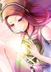  bad_id bad_pixiv_id blush brown_hair collarbone female hairband idolmaster idolmaster_(classic) long_hair minase_iori multicolored_hair pink_hair pos_(shiratama-ya) red_eyes sleeveless smile solo two-tone_hair 