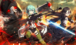  death_gun gabiran kirigaya_kazuto shinon_(sao) sword_art_online 