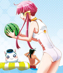  aria_(manga) aria_pokoteng casual_one-piece_swimsuit commentary_request diving_mask female goggles green_eyes hair_tubes innertube izumo_akatsuki kagura_(anomalo-anima) mizunashi_akari one-piece_swimsuit pink_hair short_hair short_hair_with_long_locks sidelocks swim_ring swimsuit 