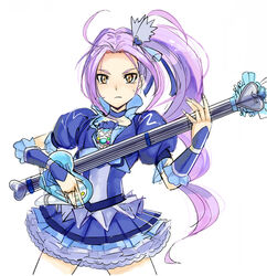  bad_id bad_pixiv_id blue_choker blue_skirt choker commentary_request cropped cure_beat female guitar instrument kurokawa_eren love_guitar_rod md5_mismatch naokado photoshop_(medium) precure purple_hair seiren_(suite_precure) side_ponytail simple_background skirt solo suite_precure white_background yellow_eyes 