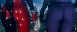  2girls 3d animated ass batman:_arkham_knight batman_(series) bodysuit catwoman catwoman_(arkham) catwoman_(arkham_knight) dc dc_comics female female_only harley_quinn harley_quinn_(arkham) harley_quinn_(classic) holding_hands no_sound reddoe standing tight_clothes video yuri 