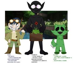  alpha_channel alternate_species ambiguous_gender anthro bean_mouth belt black_body black_skin boots bottomwear cal_arts_grin cat_smile clothing coat creeper cute_fangs elvic_ears enderman eyewear fangs feral footwear fur furrification glasses grass green_body green_fur group happy holding_object human long_ears male mammal microsoft minecraft mojang pants plant screencap screencap_background shoes sinnamonwade teeth topwear trio unavailable_at_source wearing_glasses winter_coat worried xbox_game_studios 