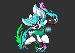  anthro black_background blue_eyes fangs female hi_res jhenightfox marine nintendo simple_background smile solo splatoon teeth 