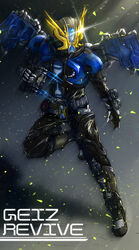  absurdres armor black_bodysuit black_footwear black_gloves blue_armor blue_wings bodysuit boots flying geiz_revive geiz_revive_shippu gloves highres holding holding_weapon horns hourglass kamen_rider kamen_rider_geiz kamen_rider_zi-o_(series) knee_up male_focus official_alternate_costume revive_ridewatch starkero tokusatsu weapon wings yellow_eyes yellow_horns zikan_jaclaw zikan_jaclaw_(tsume) 