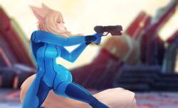  alternate_species anthro breasts canid canine clothing female fennec_fox fox fox_samus_aran furrification gun halloween holidays latex latex_clothing leather mammal metroid nintendo ranged_weapon ruruscube samus_aran smash_(disambiguation) solo super_smash_bros. tight_clothing true_fox weapon zero_suit 