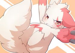  ambiguous_gender arms_out blush claws falling feral fluffy fluffy_tail frown generation_3_pokemon glistening glistening_eyes nintendo pokemon pokemon_(species) popkage solo tail zangoose 