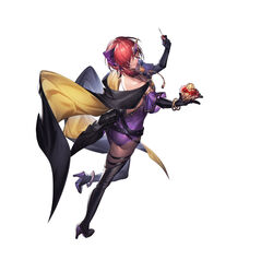  absurdres ass backless_outfit bare_shoulders belt bodysuit boots bottle bracelet breasts cape commentary_request elbow_gloves female fire_emblem fire_emblem:_the_blazing_blade fire_emblem_heroes full_body gloves gold_trim hair_ornament high_heel_boots high_heels highres holding jewelry leg_up leila_(fire_emblem) leila_(thief)_(fire_emblem) looking_away mask medium_breasts mizutama_(mao11260510) mole mole_under_mouth multiple_belts necklace official_art pantyhose parted_lips perfume_bottle purple_bodysuit red_eyes red_hair shiny_clothes short_hair simple_background skin_tight smile solo thigh_boots white_background 