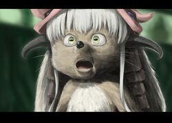  1other 4shi blurry blurry_background commentary derivative_work fake_horns furry fusion helmet highres horizontal_pupils horned_helmet horns letterboxed long_hair made_in_abyss meme nanachi_(made_in_abyss) open_mouth parody realistic screenshot_redraw solo sonic_(live_action) sonic_(series) sonic_the_hedgehog sonic_the_hedgehog_(film) teeth ugly_sonic whiskers white_hair yellow_eyes 