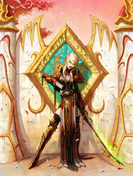  armor blonde_hair blood_elf_(warcraft) book elf female green_eyes highres judgement_armor paladin_(warcraft) photoshop_(medium) player_character_(wow) pointy_ears solo sword warcraft weapon wei world_of_warcraft 