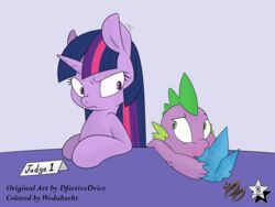  2015 4:3 absurd_res blush dfectivedvice dragon duo english_text equid equine female feral friendship_is_magic fur green_eyes hair hasbro hi_res horn male mammal multicolored_hair my_little_pony mythological_creature mythological_equine mythological_scalie mythology pupils purple_body purple_eyes purple_fur purple_hair scalie simple_background slit_pupils spike_(mlp) text twilight_sparkle_(mlp) two_tone_hair unicorn wodahseht 