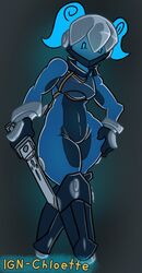  armor better_version_at_source blue_body blue_eyes blue_skin bodysuit boots clothing female footwear gloves grey_havens handwear headgear helmet hi_res melee_weapon not_furry plexybot skinsuit solo spiral_knights sword thick_thighs tight_clothing weapon 