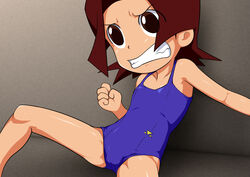  amazake_arika brown_hair female medarot swimsuit 