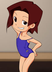  amazake_arika brown_hair female medarot swimsuit 