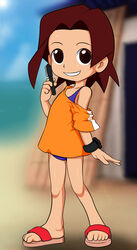  amazake_arika brown_hair female medarot swimsuit 