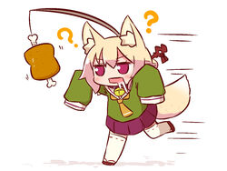  ? animal_ear_fluff animal_ears bait blonde_hair blush boned_meat carrot_on_stick commentary_request drooling female flat_chest food fox_ears fox_girl fox_tail full_body green_shirt hair_between_eyes hands_up kemomimi-chan_(naga_u) long_sleeves looking_away meat naga_u open_mouth original pleated_skirt purple_skirt red_eyes red_footwear ribbon-trimmed_thighhighs ribbon_trim running sailor_collar saliva sandals school_uniform serafuku shirt skirt sleeves_past_fingers sleeves_past_wrists solo speech_bubble tail tail_raised thighhighs white_background white_sailor_collar white_thighhighs zouri 