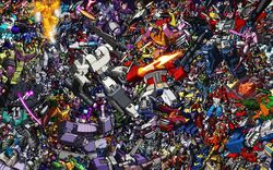  1980s_(style) 1990s_(style) absolutely_everyone aircraft airplane alien arcee autobot boombox bulkhead bumblebee_(transformers) car character_request chromedome cliffjumper cyclonus decepticon don_allan_figueroa drift_(transformers) everyone f-15_eagle f-22_raptor fighter_jet frenzy_(transformers) gears_(transformers) grimlock highres ironhide jazz_(transformers) jet jetfire laserbeak lockdown_(transformers) mecha megatron military military_vehicle motor_vehicle motorcycle nautica_(transformers) nickel_(transformers) no_humans optimus_prime overlord_(transformers) prowl_(transformers) ratchet_(transformers) retro_artstyle rewind_(transformers) robot rodimus rumble_(transformers) rung_(transformers) science_fiction sentinel_prime shockwave_(transformers) skids_(transformers) skywarp soundwave_(transformers) starscream swerve_(transformers) tailgate_(transformers) tape_recorder tarn the_transformers_(idw) thundercracker transformers transformers:_generation_1 tyrannosaurus_rex ultra_magnus volkswagen_beetle wheeljack whirl_(transformers) windblade 