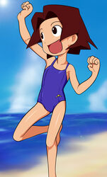  amazake_arika brown_hair female medarot swimsuit 