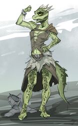  anthro argonian armor barefoot belt bethesda_game_studios breasts claws cleavage clothed clothing contrapposto cuff_(restraint) deeja feet female female_anthro flexing green_body green_scales hi_res horn humanoid_feet johnfoxart looking_at_viewer microsoft narrowed_eyes open_mouth pauldron plantigrade pupils restraints scales scalie shackles skyrim slit_pupils solo teeth the_elder_scrolls toe_claws topwear yellow_sclera 