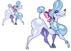  ass big_butt canid canine canis casetermk collar digital_media_(artwork) disney domestic_dog eyeshadow female feral fur georgette_(disney) makeup mammal oliver_and_company pixel_(artwork) poodle ribbons solo thick_thighs white_body white_fur 