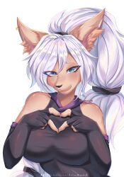  anthro big_breasts breasts canid canine character_name claws clothing commissioner cutefox female female/female fennec_fox fox helenwoodsr hi_res mammal smile solo sosoft sweet_strokes true_fox user_oc 