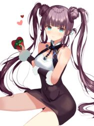  bad_id bad_pixiv_id bare_shoulders black_dress blue_eyes blunt_bangs blush box breasts closed_mouth covered_navel detached_sleeves double_bun dress fate/grand_order fate_(series) female gift gift_box hair_bun hair_ornament heart heart-shaped_box holding holding_gift jewelry long_hair looking_at_viewer medium_breasts pendant purple_hair shaffelli short_dress sidelocks simple_background sitting smile solo thighs twintails valentine very_long_hair white_background yang_guifei_(fate) yang_guifei_(first_ascension)_(fate) 