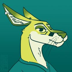  1:1 2022 anthro big_nose blue_background blue_clothing blue_topwear canid canine clothed clothing digital_drawing_(artwork) digital_media_(artwork) digital_painting_(artwork) ear_piercing ear_ring ear_tuft eyebrows eyelashes fangs fox fur fur_markings gradient_background green_body green_fur green_nose half-closed_eyes hi_res hybrid inner_ear_fluff kangaroo lemon_(sweet.lemons) light_body lime_fur lips long_ears long_neck looking_at_viewer macropod male mammal markings marsupial multicolored_body multicolored_fur narrowed_eyes piercing ring_piercing signature simple_background simple_coloring simple_eyes snout solo sweet.lemons teeth topwear tuft two_tone_body two_tone_fur yellow_eyes 