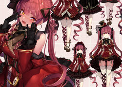  akasa_ai gothic_lolita heterochromia hololive houshou_marine lolita_fashion stockings thighhighs 