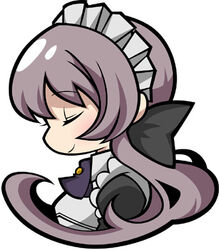  bad_id bad_pixiv_id blush chibi closed_eyes female long_hair lowres maid maid_headdress original profile simple_background smile solo syno upper_body very_long_hair white_background 