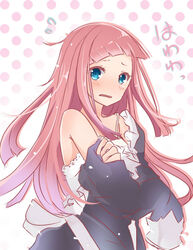  blue_eyes blush commentary_request felicia_(fire_emblem) female fire_emblem fire_emblem_fates hair_down long_hair no_headwear open_mouth pink_hair rojiura-cat solo undressing 