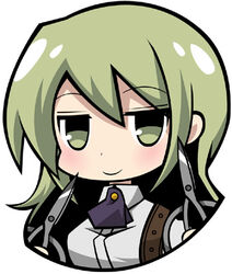  bad_id bad_pixiv_id blush chibi female green_eyes green_hair long_hair looking_at_viewer lowres original scissors simple_background smile solo syno upper_body white_background 