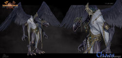  3d_(artwork) ambiguous_gender anthro avian beak bird chaos chaos_daemon claws clothing daemon_of_tzeentch demon digital_media_(artwork) empty_eyes feathered_wings feathers feet hi_res jewelry lord_of_change official_art solo spread_wings talons teeth toes warhammer_(franchise) wings 