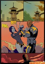  comic comics-toons.com dc_comics deathstroke female male okunev rachel_roth raven_(dc) slade_wilson smooth_skin teen_titans 