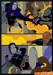  comic comics-toons.com dc_comics deathstroke female male okunev rachel_roth raven_(dc) slade_wilson smooth_skin teen_titans 