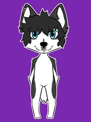  anthro black_body black_eyeshadow black_fur black_hair blue_eyes bridge_piercing canid canine canis cross domestic_dog ear_piercing emo_haircut emo_hairstyle eyeshadow facial_piercing funko_pop! fur hair hi_res husky lalymun makeup male mammal nordic_sled_dog nose_piercing piercing rivey_ravenheart septum_piercing solo spitz white_body white_fur 